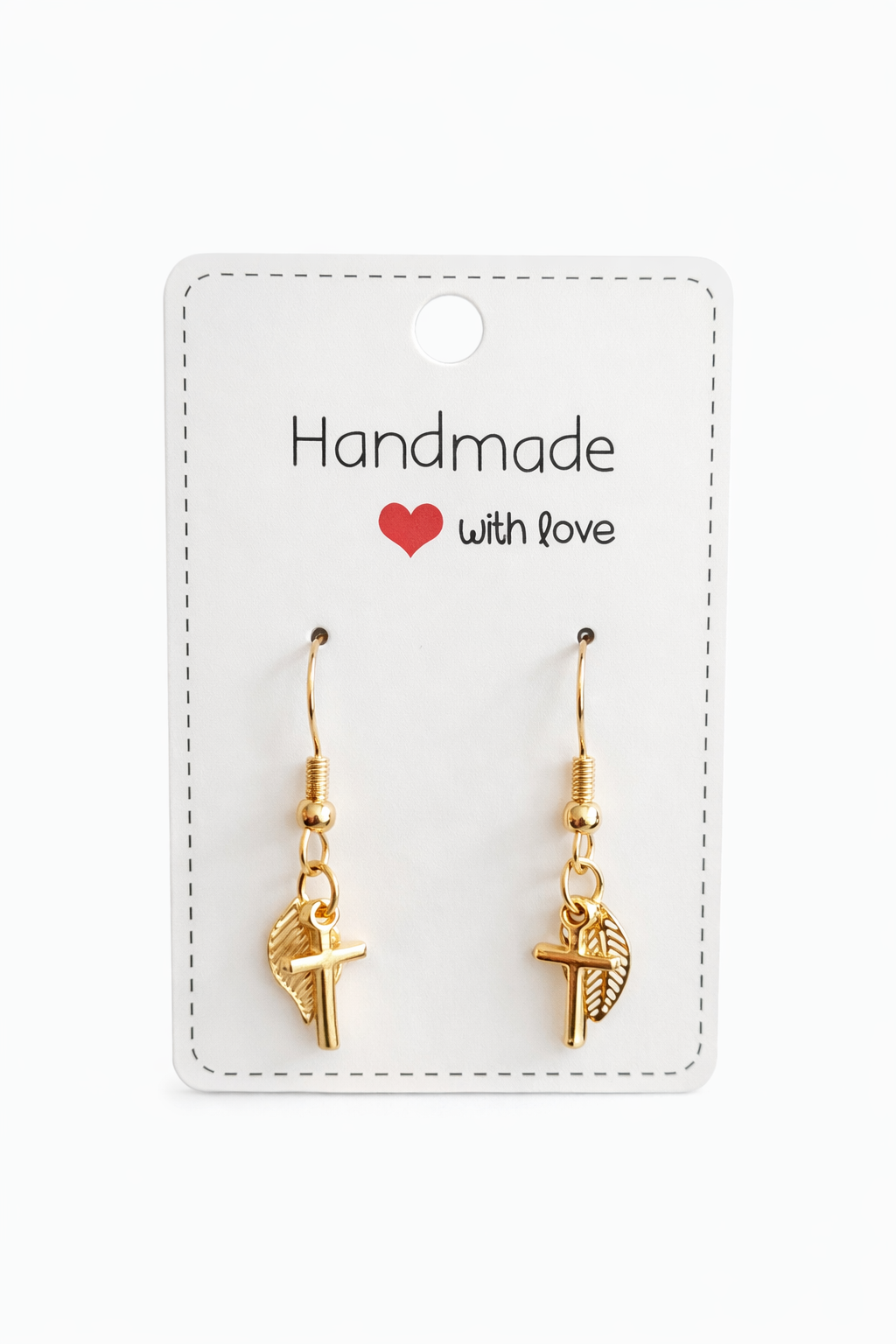 Communie oorbellen 'goud veertje'