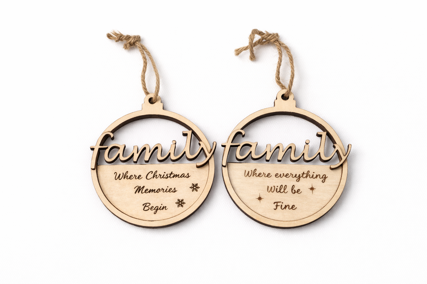 Houten kerstbal 'family'
