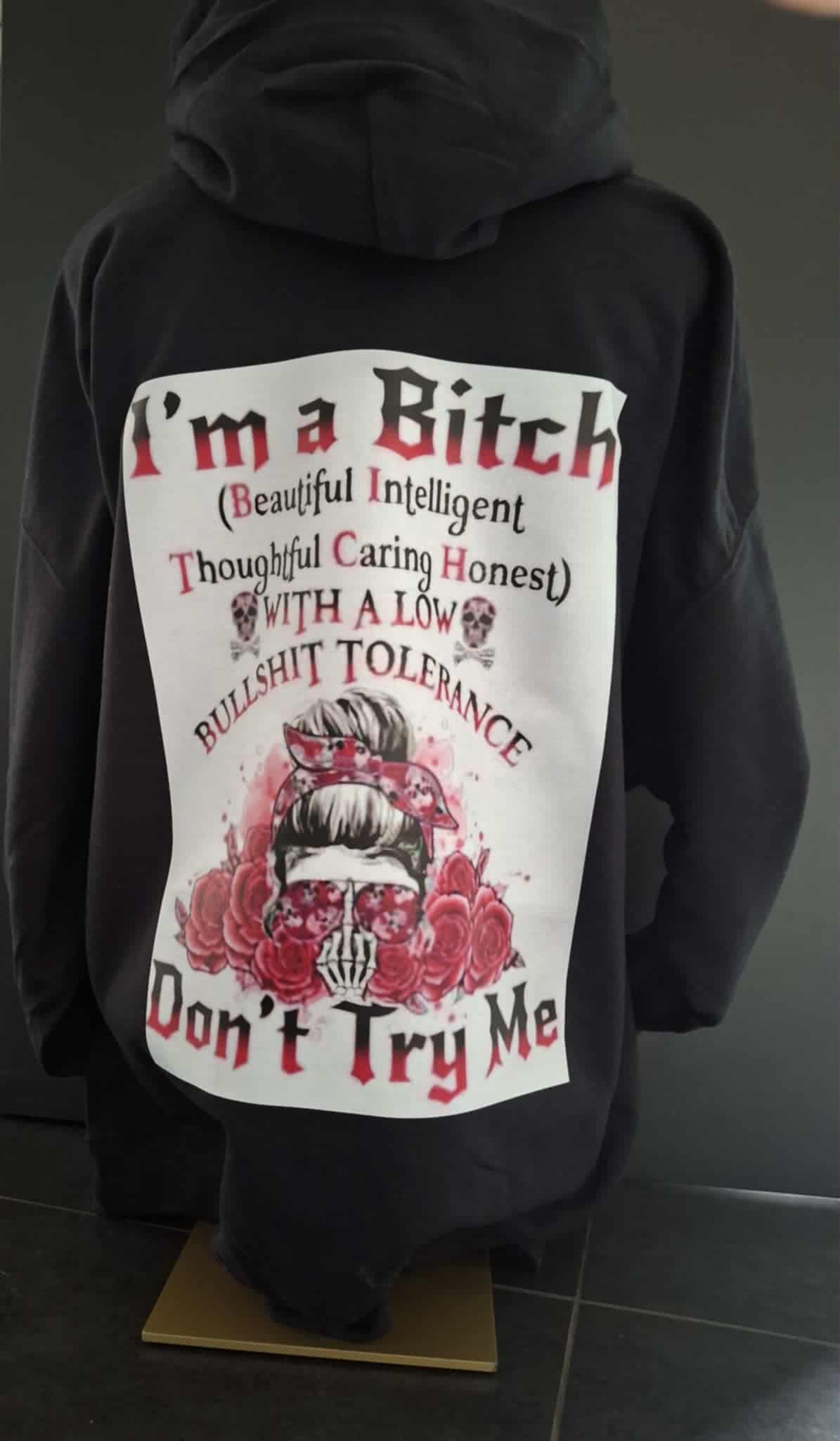 Hippe trui met opdruk