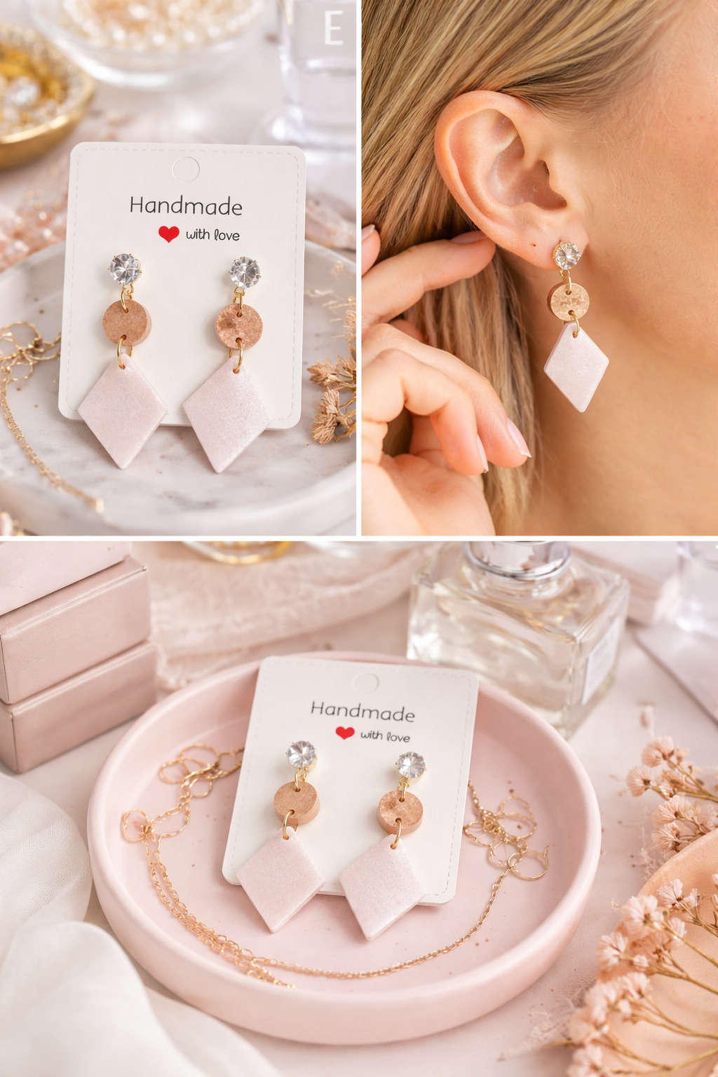 Oorbellen 'withe diamond'
