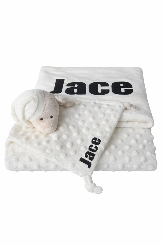 Gepersonaliseerd babydeken met knuffel